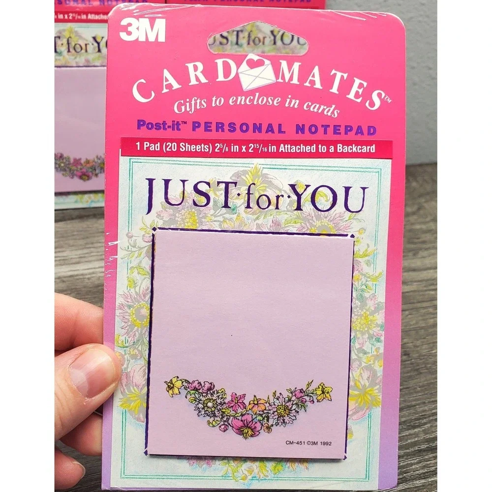Vintage‎ 1992 Post it 3M Card Mates Personal Notepad Just For You Lot Of 3 NOS
